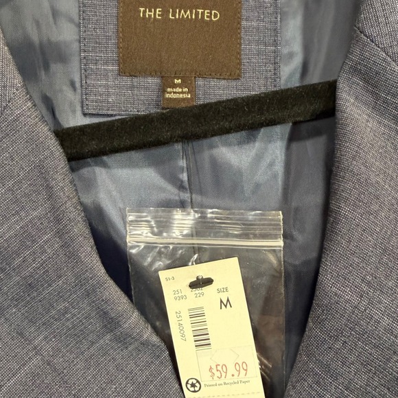 NWT The Limited M Blue Belted Blazer 3/4 Sleeve Business Casual Professional Y2K - Picture 5 of 9